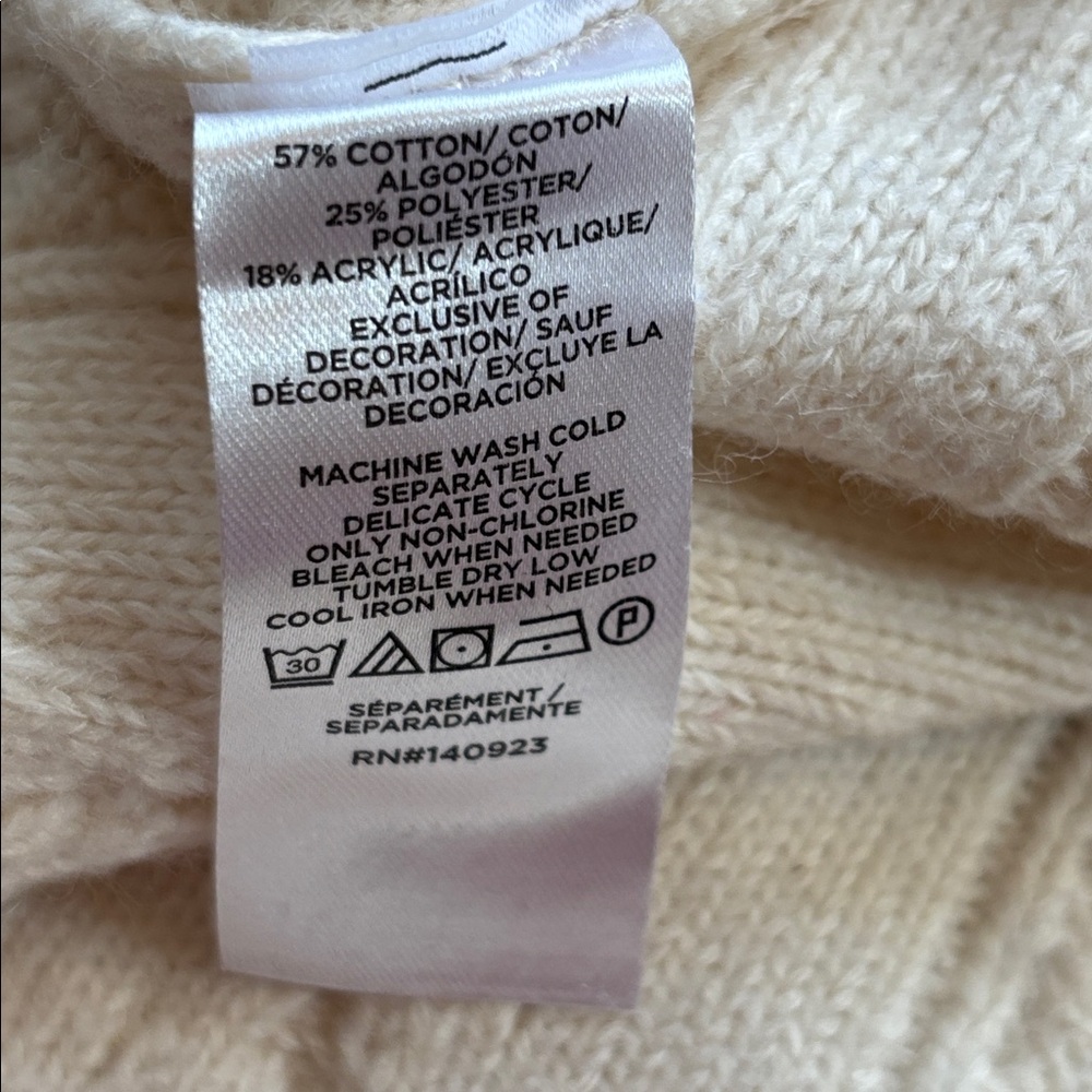 LOFT Cream knit sweater with black bow detail - Picture 5 of 8